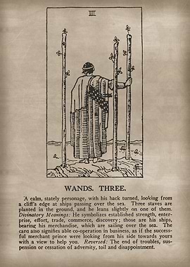 Wands Three Tarot Card