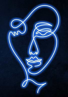Neon Drawing Lines Head