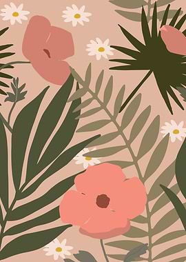 Botanical flower leaves