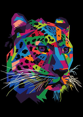 colorful leopard head