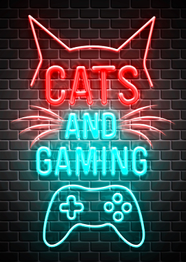 Cats and gaming cat neon