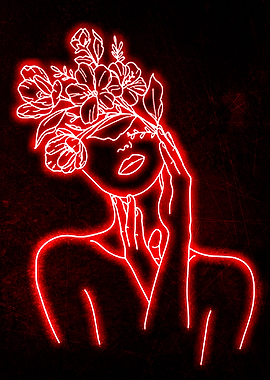 Neon Drawing Lines Head