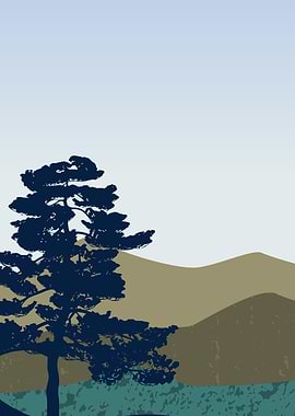 Forest trees and mountains