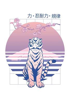 Japanese tiger looking up