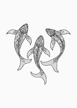 Koi Fish Mandala White 11