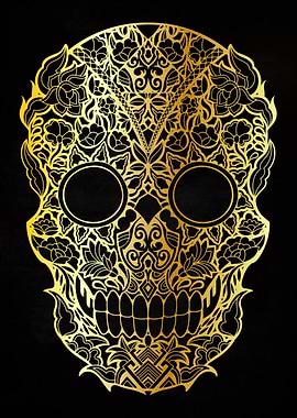 skull gold ornament