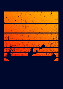 Retro Canoeing Sunset