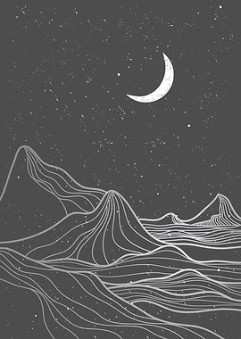 Landscape mountain lineart