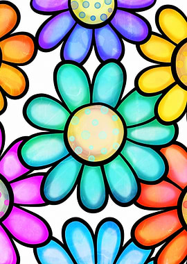 Watercolor Doodle Daisy 04