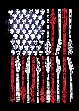 Guitar American Flag USA
