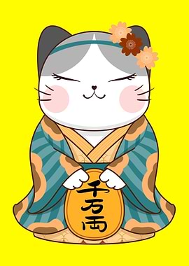 Cute Japanese Kimono Cat