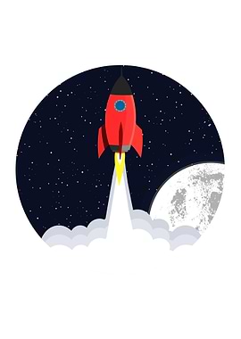 Cartoon rocket blast off