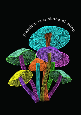 Psychedelic mushrooms neon