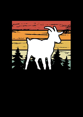 Cute goat on retro vintage