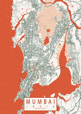 Mumbai City Map Bohemian