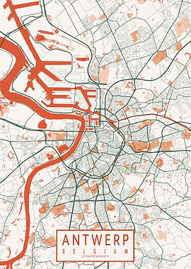 Antwerp City Map Bohemian