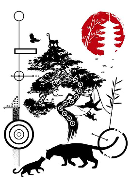 Geometric circles feline