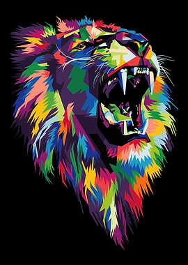 colorful lion head