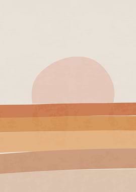 Boho sun brush lines art