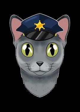Police Russian Blue Cat