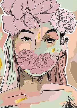 Woman line portrait art