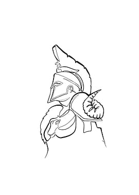 Spartan Warrior Line Art