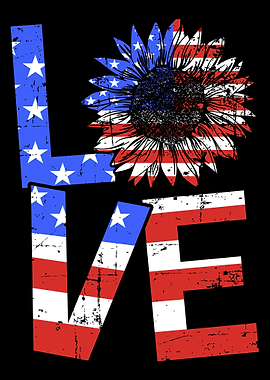 USA American flag sunflowe