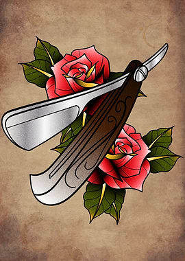 barber knife tattoo