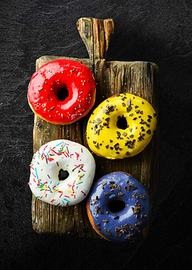 Colored sweet donuts