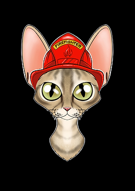 Firefighter Devon Rex Cat