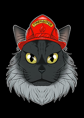 Firefighter Maine Coon Cat