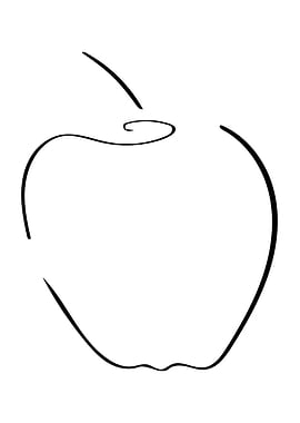 Apple Line Art Minimal