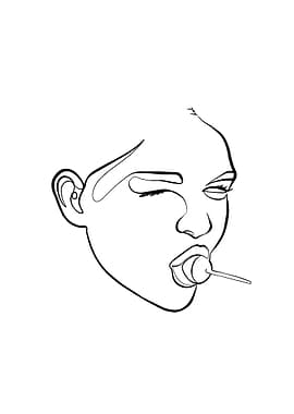 Women Suck Candy One Line