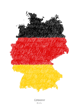 Germany Flag Map Line Art