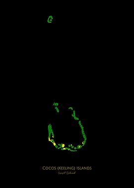 Cocos Island Line Art Map
