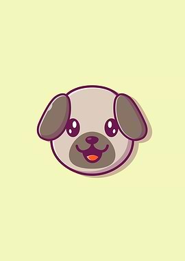 Cute Dog Face Cartoon
