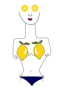 Woman With Lemons Line Art