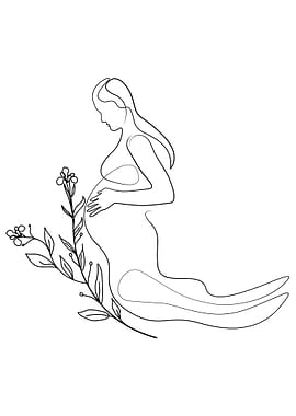 Woman Pregnant With Flower