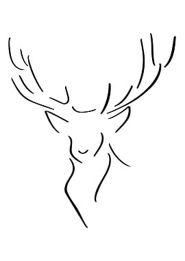 Deer Line Art Minimal