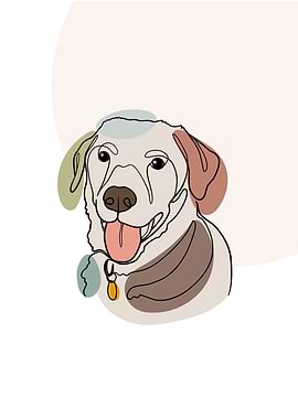 Cute Dog One Line Art