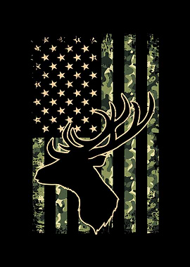 Buck Deer American Flag