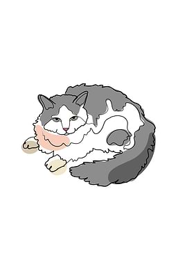 Cute Cat One Line Art