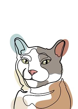 Cat One Line Art Minimalis