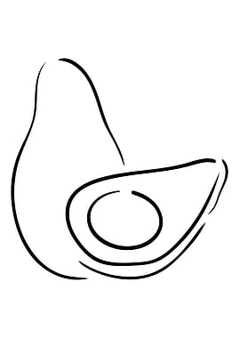Avocado Line Art Minimal