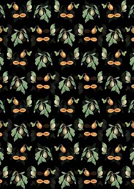 Black Floral Prune Pattern