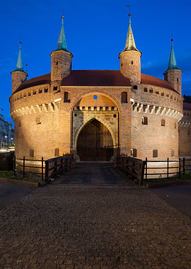 Krakow Barbican At Night