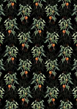 Black Floral Peach Pattern