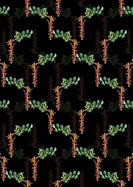 Black Carob Flower Pattern