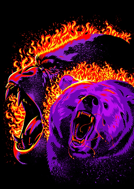 Bear and gorilla fire