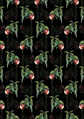 Black Floral Peach Pattern